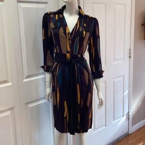 Diane Von Furstenberg “Leja” Silk Multicolour Abstract Print Dress